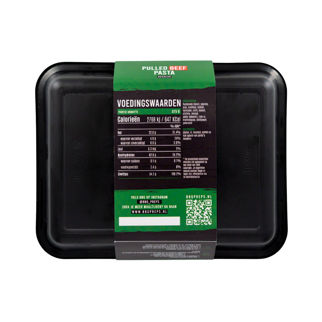 Pulled Beef - Pasta (Rode peper & knoflook) - Gegrilde Groenten