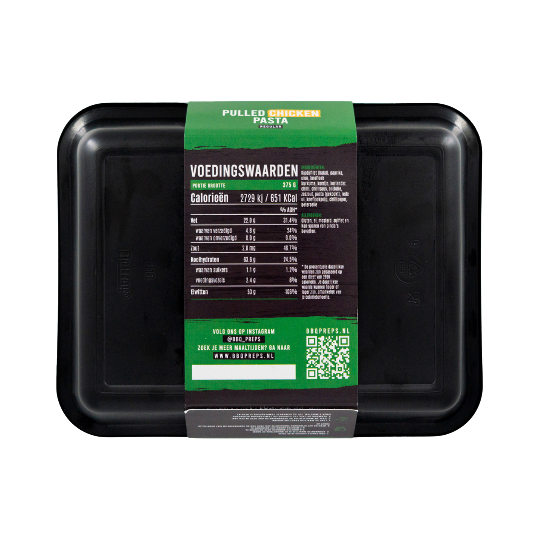 Pulled Chicken - Pasta (Rode peper & knoflook) - Gegrilde Groenten