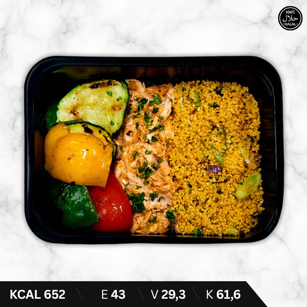 Pulled Salmon - Couscous - Gegrilde Groenten