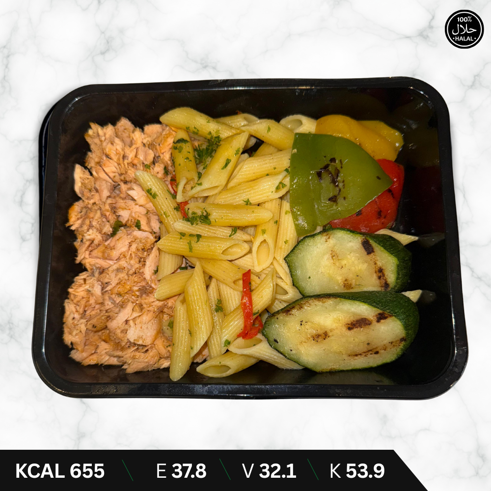 Pulled Salmon - Pasta - Gegrilde Groenten