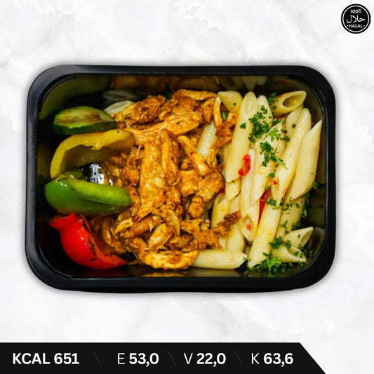 Pulled Chicken - Pasta (Rode peper & knoflook) - Gegrilde Groenten